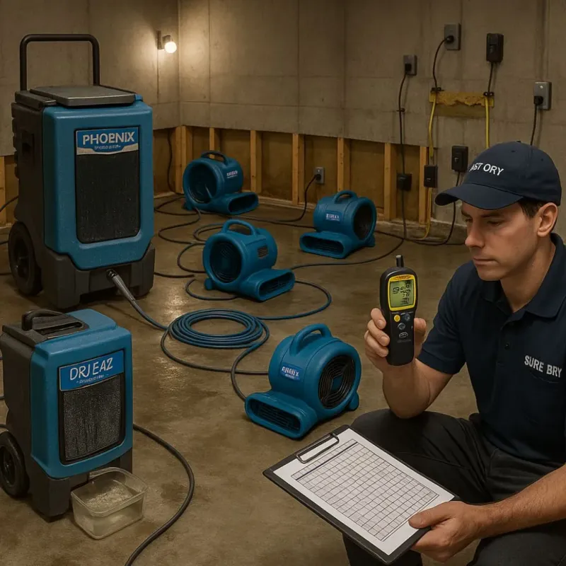 Structural Drying and Dehumidification process in Running Springs, CA